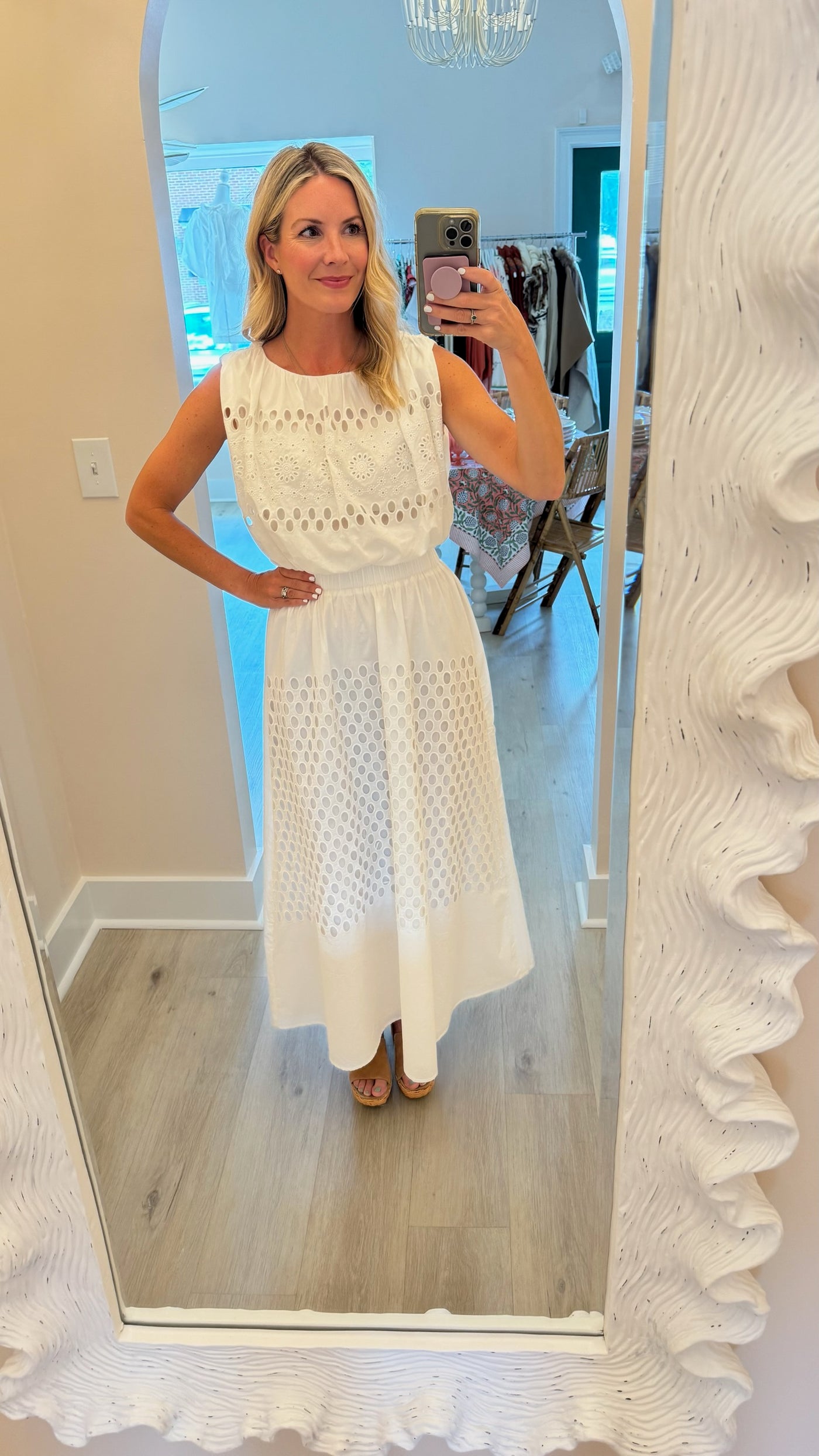White Eyelet Maxi Skirt
