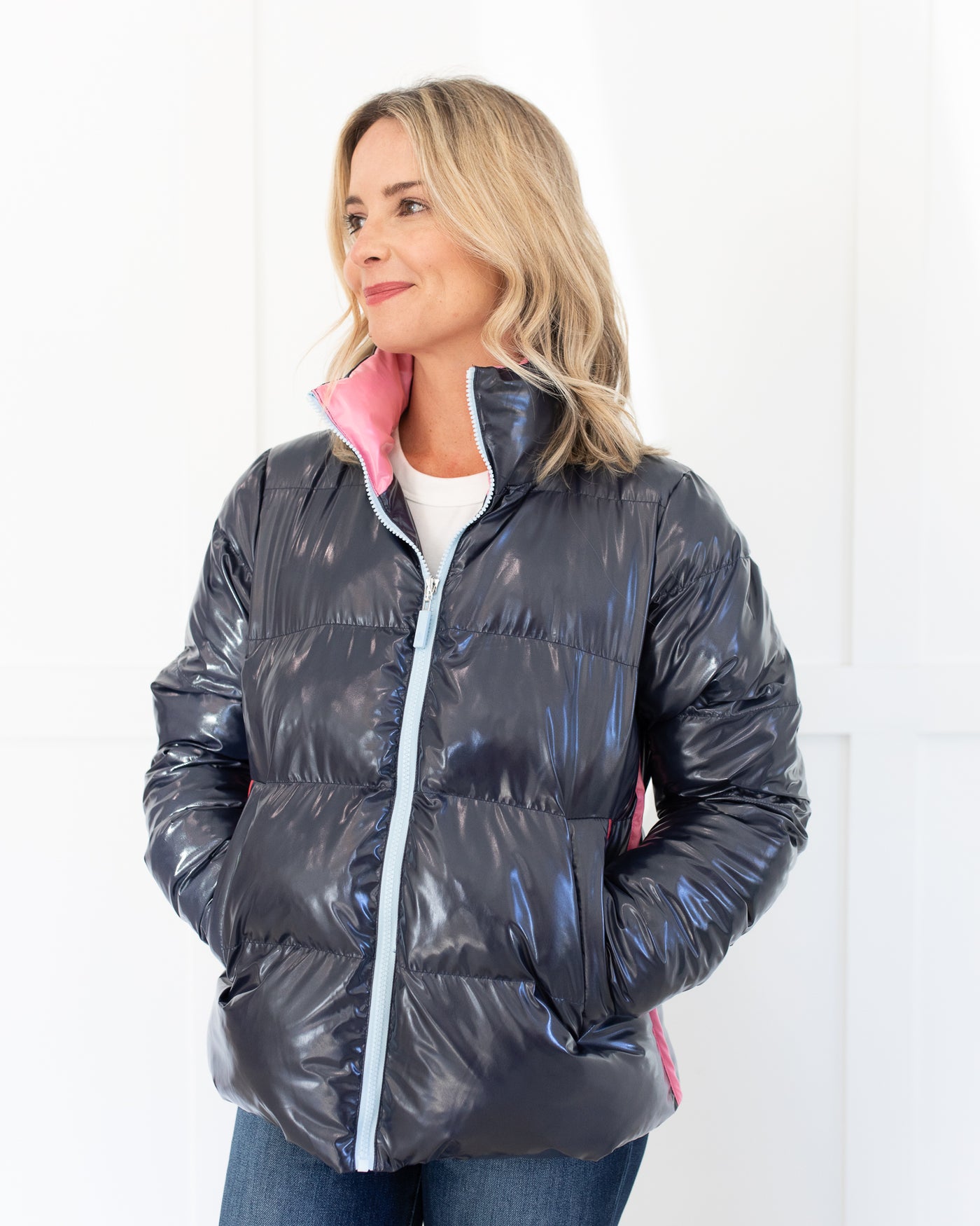 Everyday Puffer Coat in Navy by ADDISON BAY