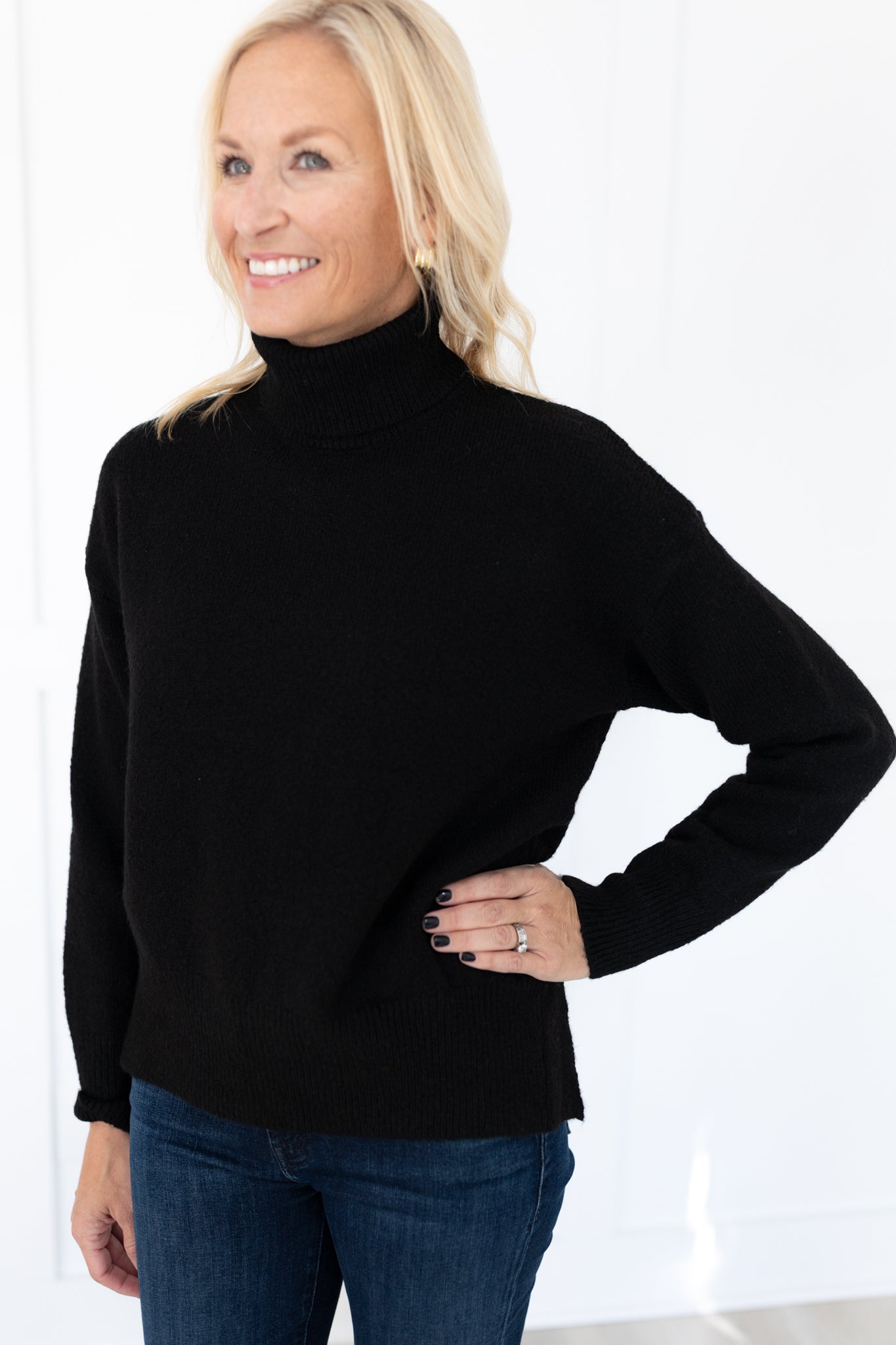 Black Turtleneck Long Sleeve Sweater