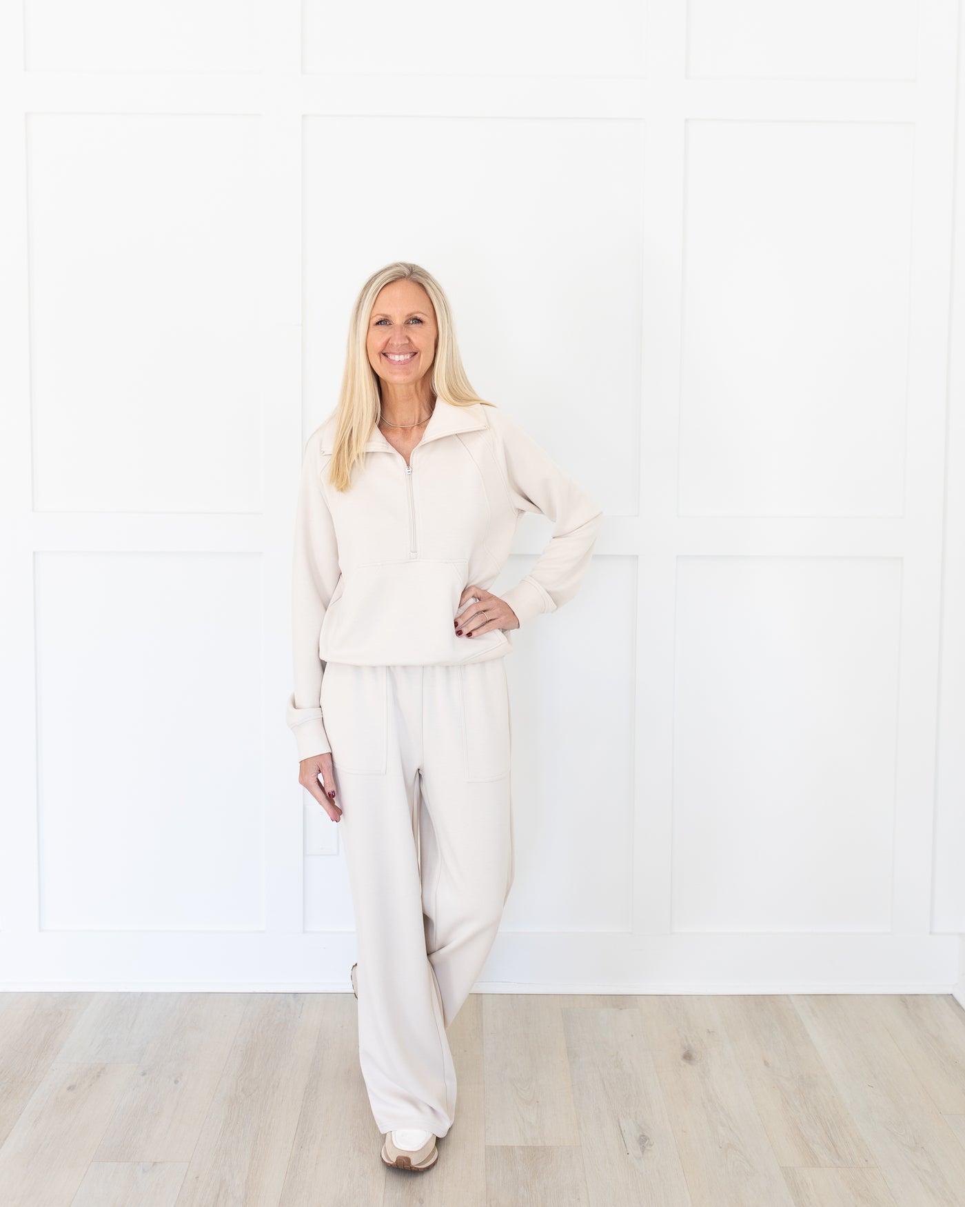 Stone Lux Pullover Lounge Set with Wide Leg Pant