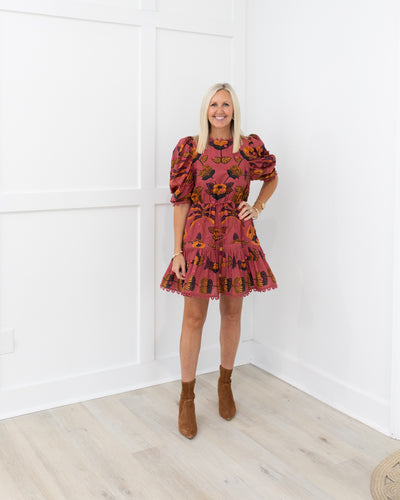LIVING BLOOM BLUSH SHORT SLEEVE MINI DRESS by Farm Rio