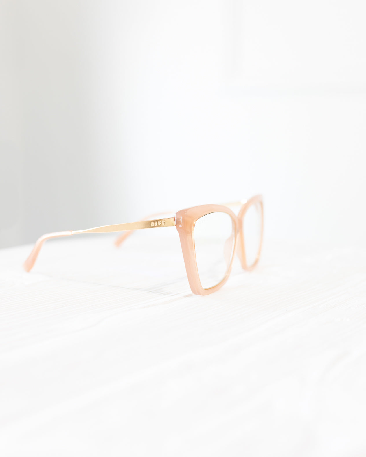 Nude and Gold Blue Light Glasses by DIFF