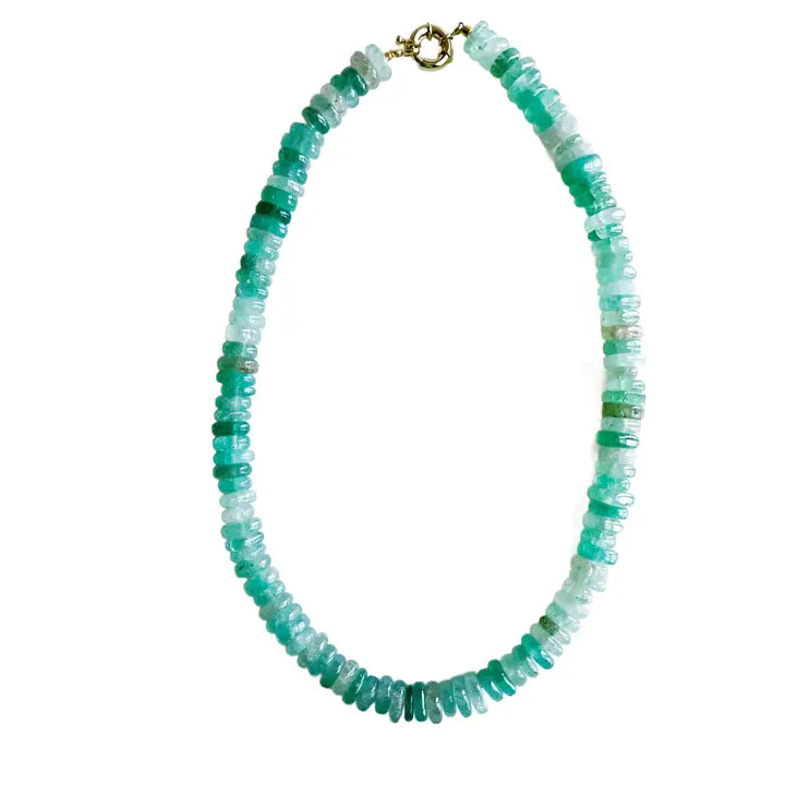 Seaglass Green Quartz 19" Beaded Necklace