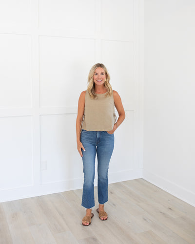 Khaki Sleeveless Top with Side Ties