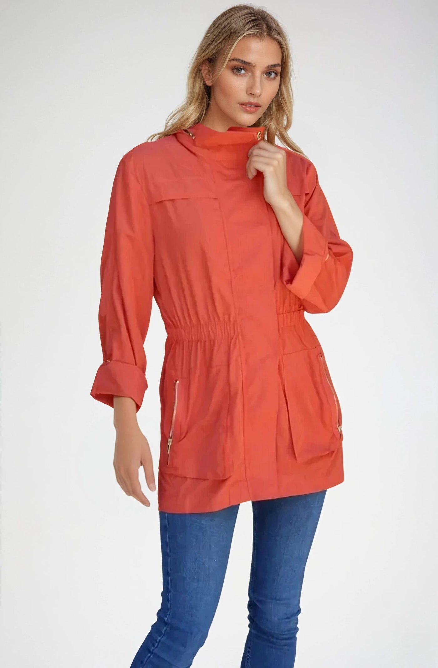 Water Resistant Orange Rain Jacket