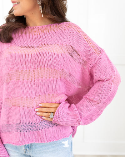 Pink Open Knit Sweater