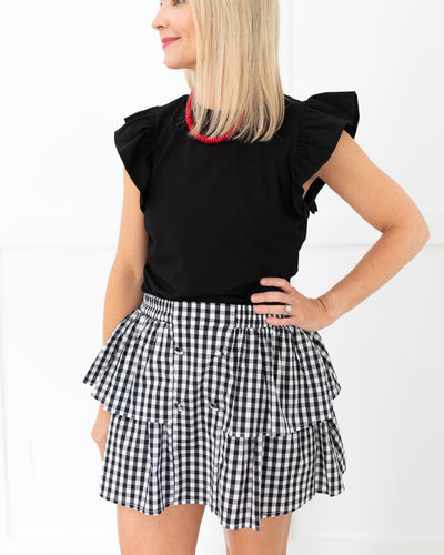 Black Ruffle Sleeve Top
