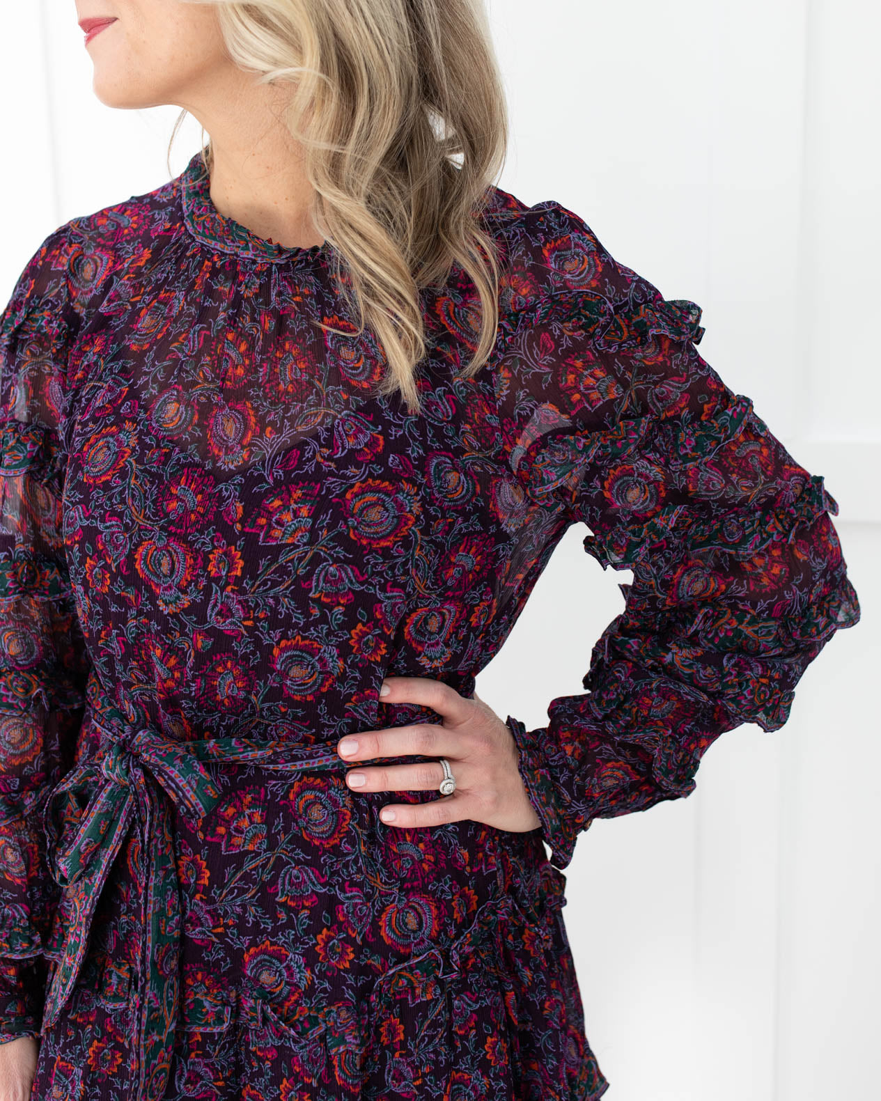 Rosalia Mini Dress in Bordeaux Floral