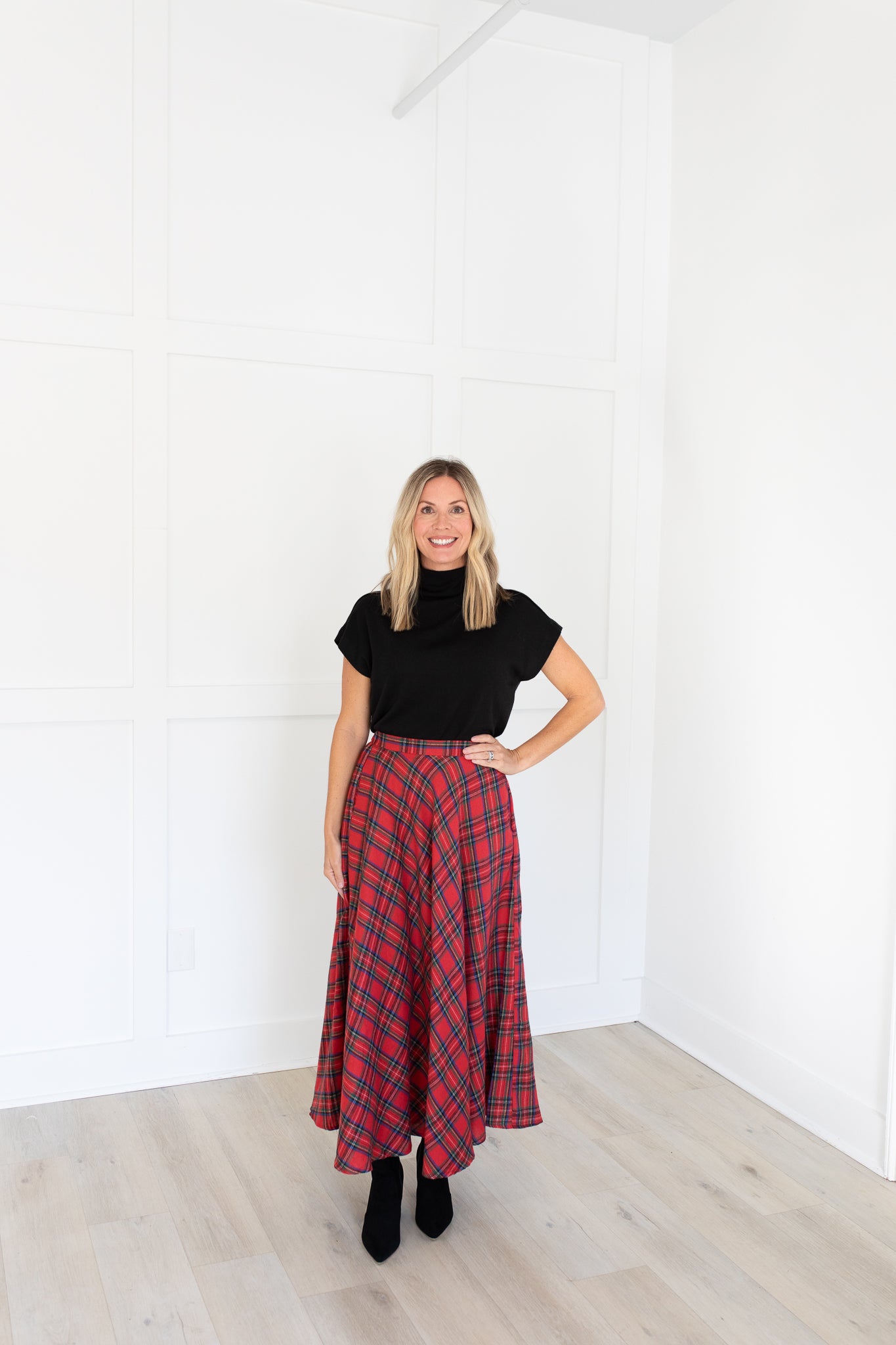 Red Plaid Maxi Skirt