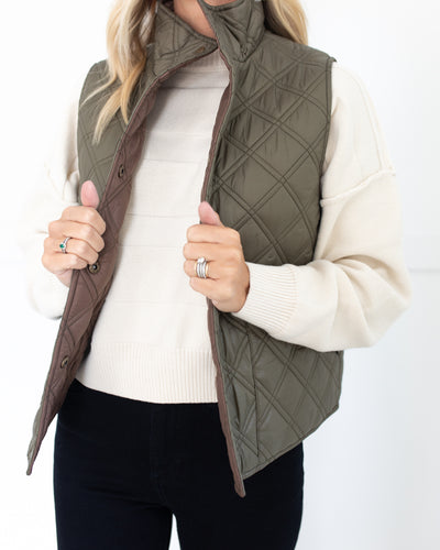 Tarlow Quilted Vest in Moss Green by Hunter Bell