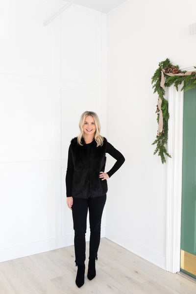 Black Faux Fur Vest