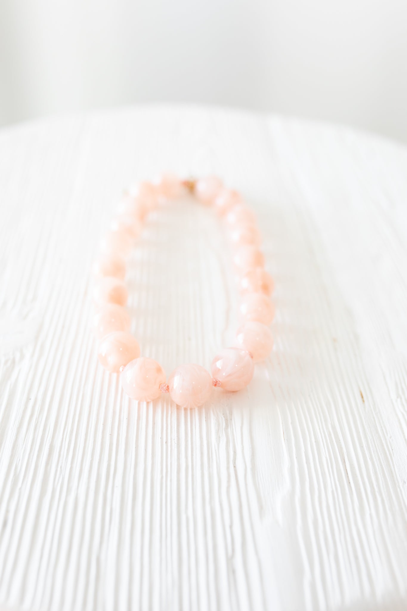 Pale Pink Resin Large Round Bead Necklace