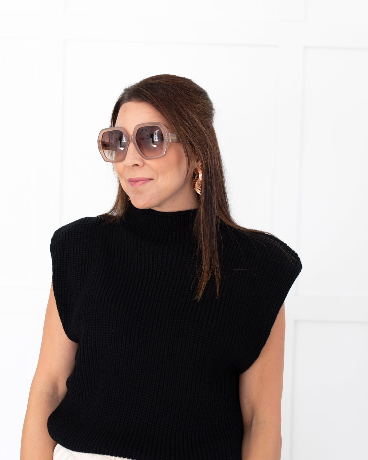 Nola Taupe Oversized Sunglasses by DIFF
