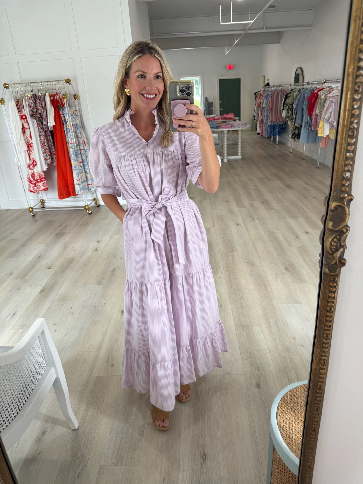 Lale Dress in Lavender Stripe