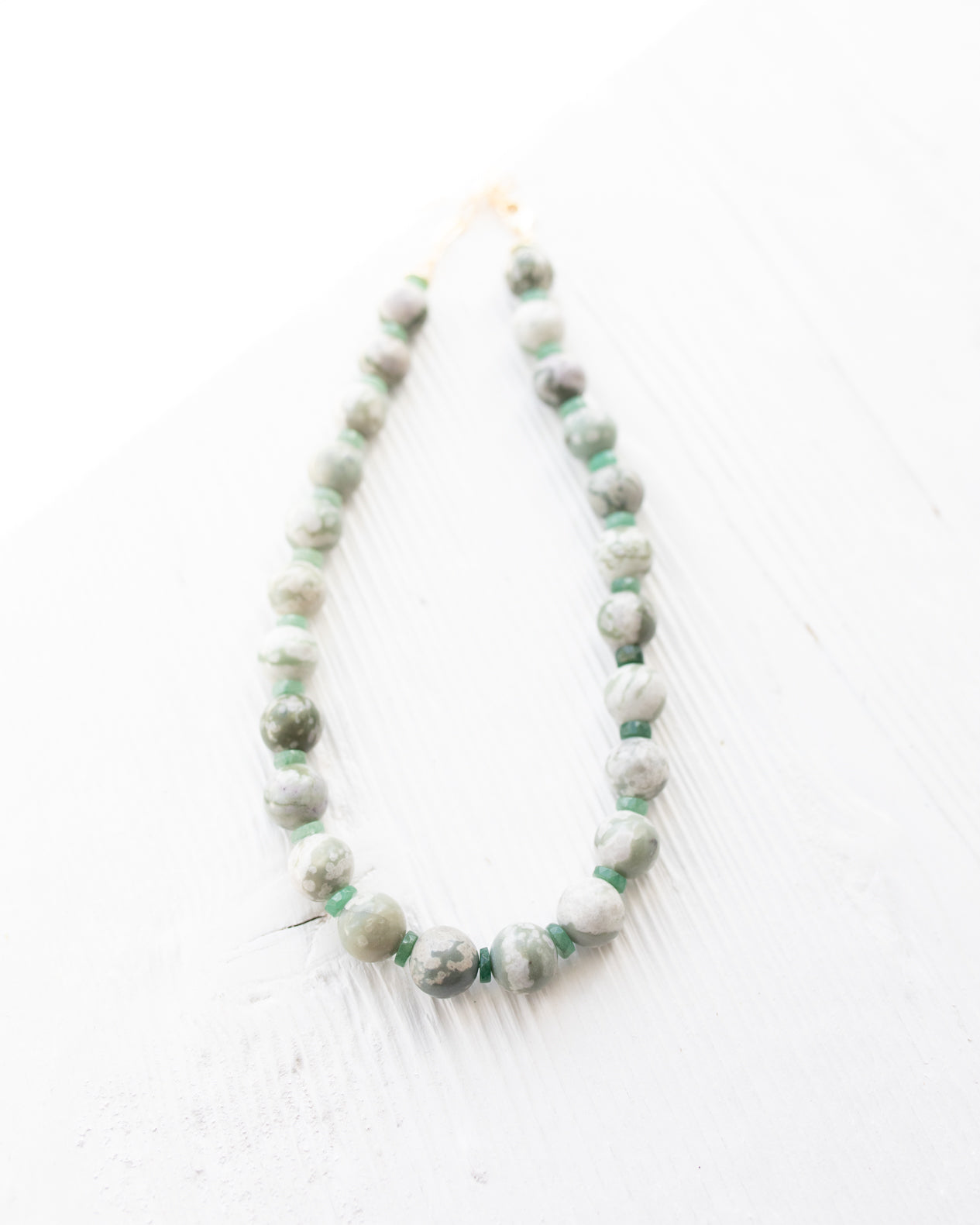 Green Marble Round Bead Necklace