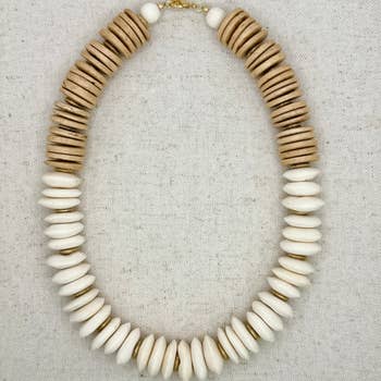 Bone and Neutral Coconut Bead Necklace