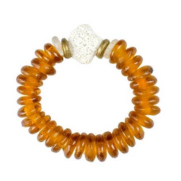 Glass Bead Bracelet in Copper with Shell