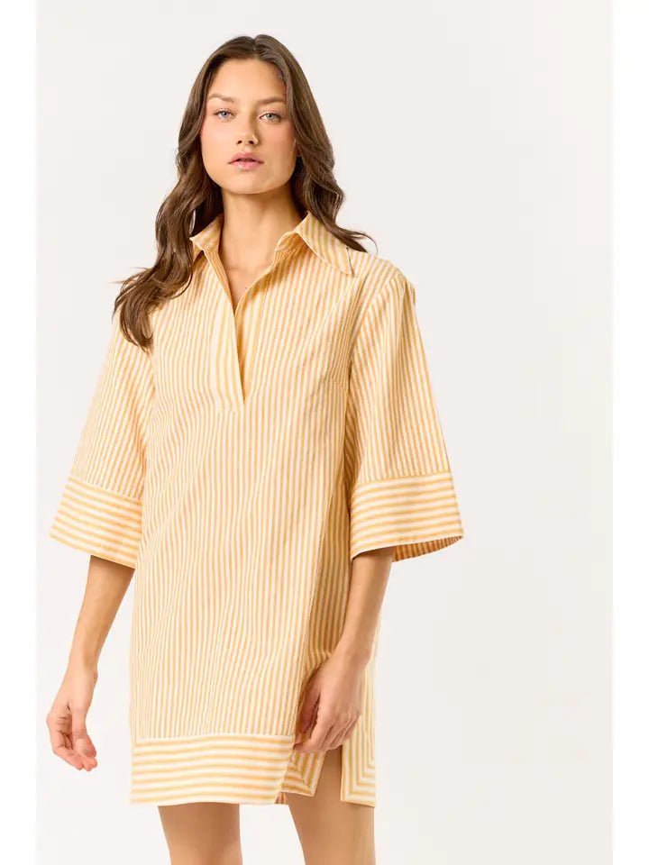 Tangerine Stripe Shirt Dress