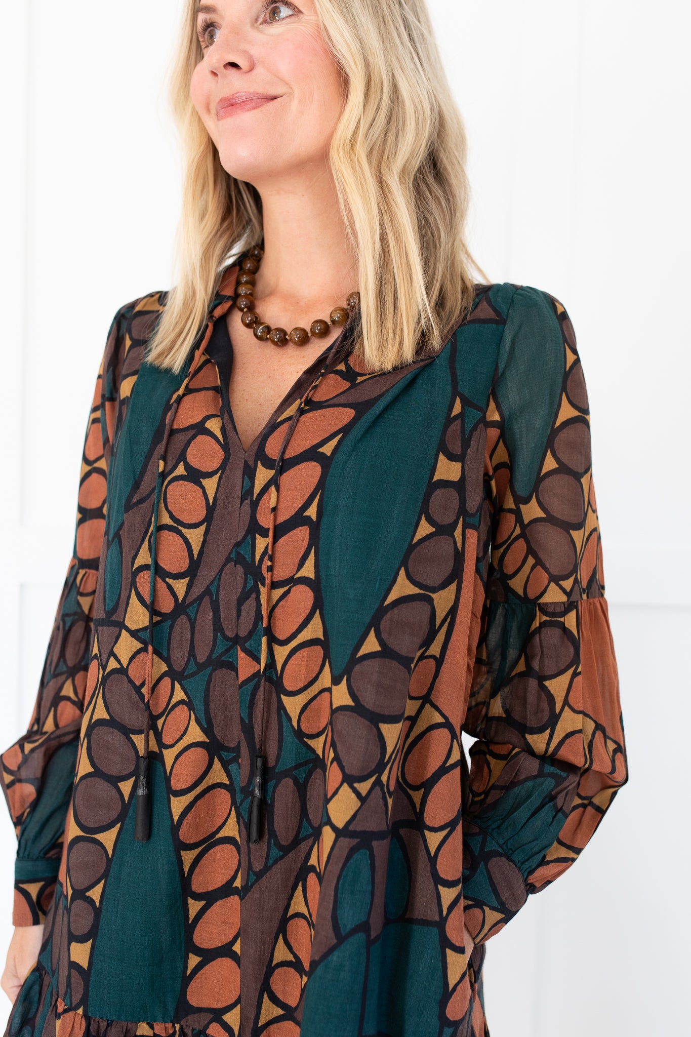 Alani Mini Dress in Dark Saguaro Print