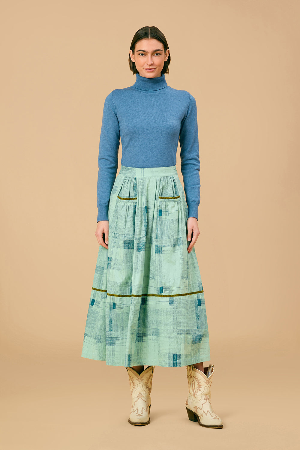 Gabby Skirt in Blue Print