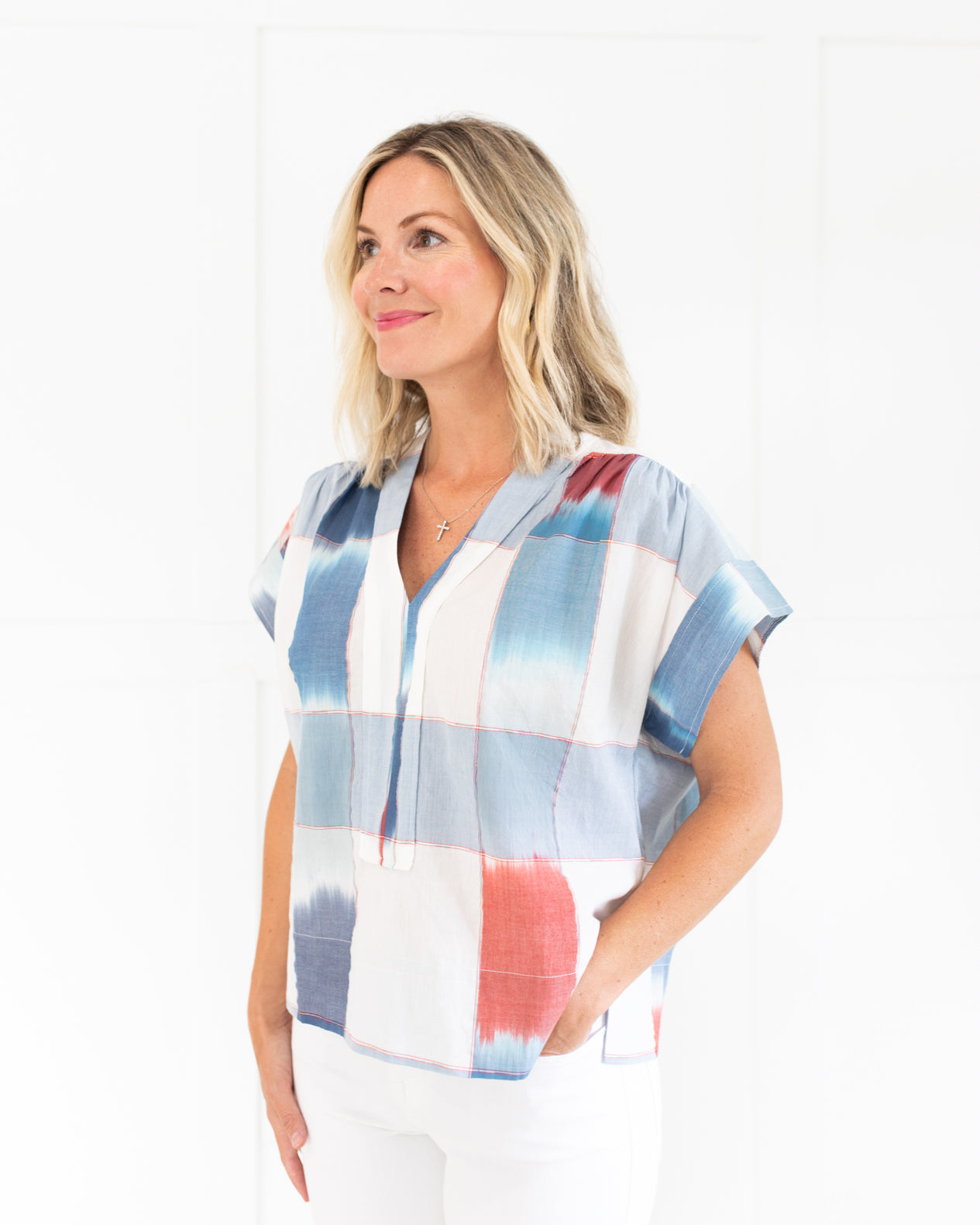 Roll Sleeve Top in Montauk Blue by OLIPHANT