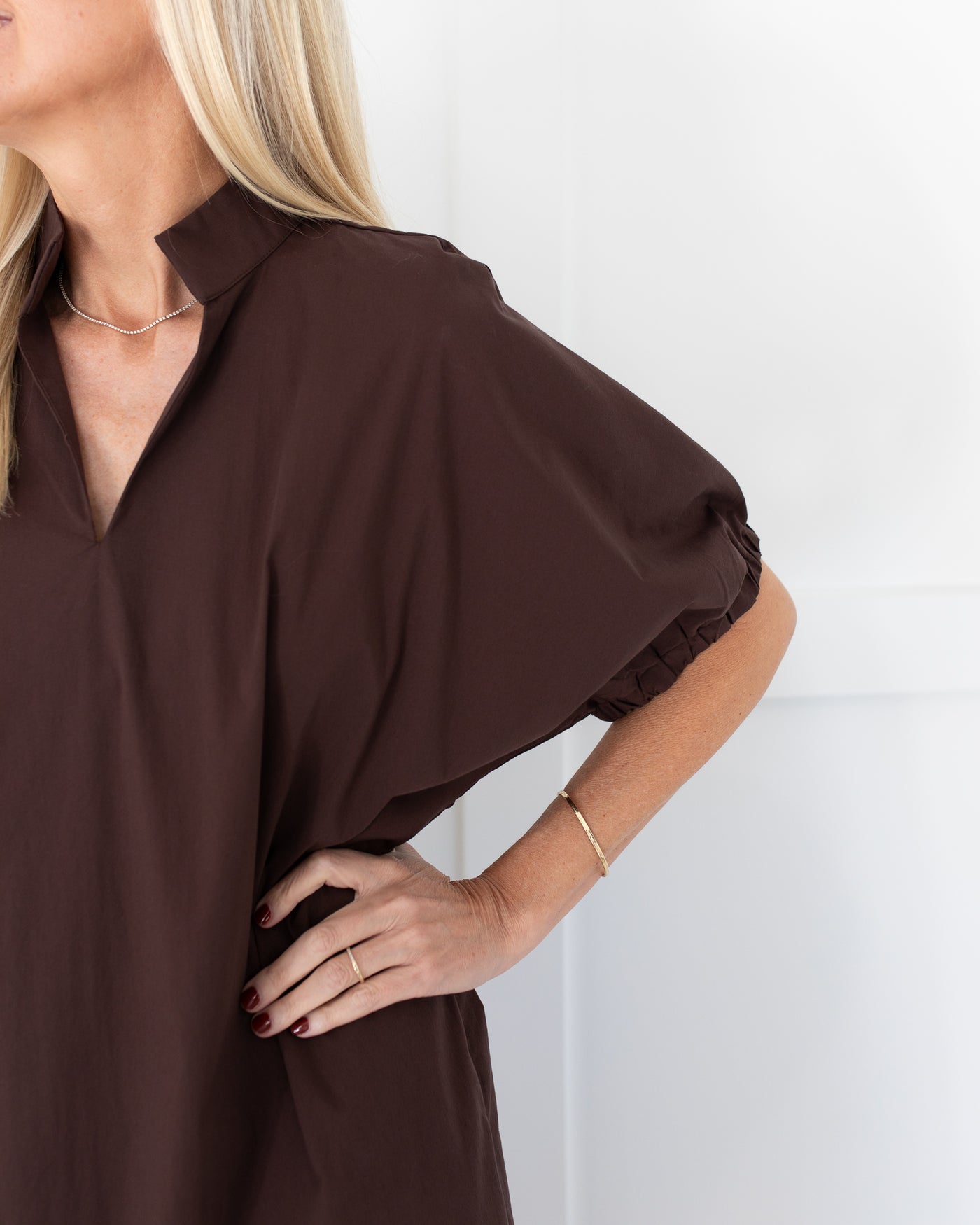 Chocolate Brown Short Sleeve Midi Dress