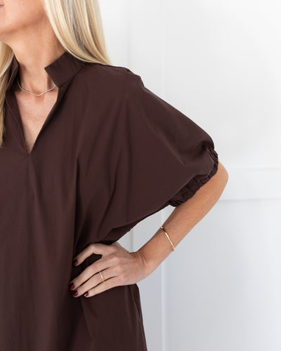 Chocolate Brown Short Sleeve Midi Dress