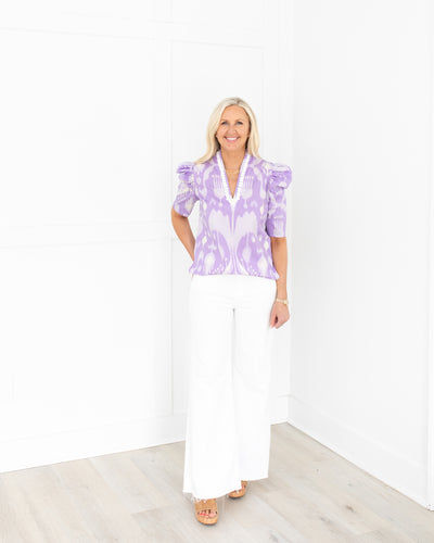 Natalie Blouse in Wisteria Ikat by SHERIDAN FRENCH