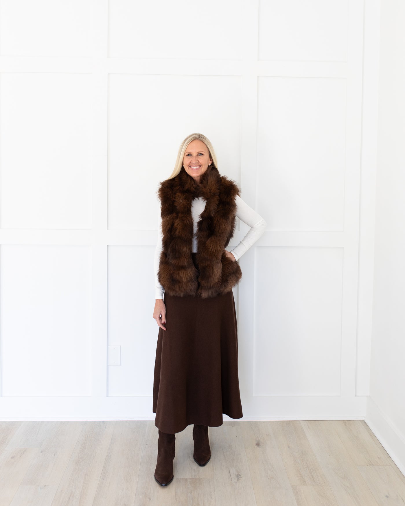Brown Faux Fur Vest