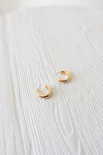 Gold Thick Small Hoop Earrings