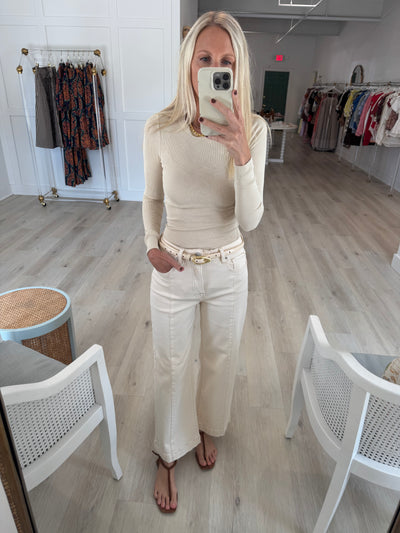 Neutral Long Sleeve Fitted Top
