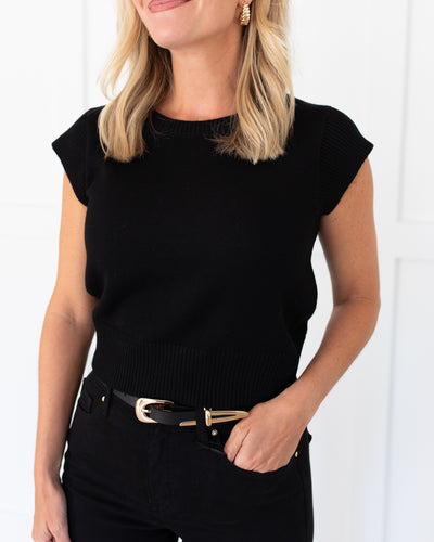 Black High Rise-Crop Straight Denim