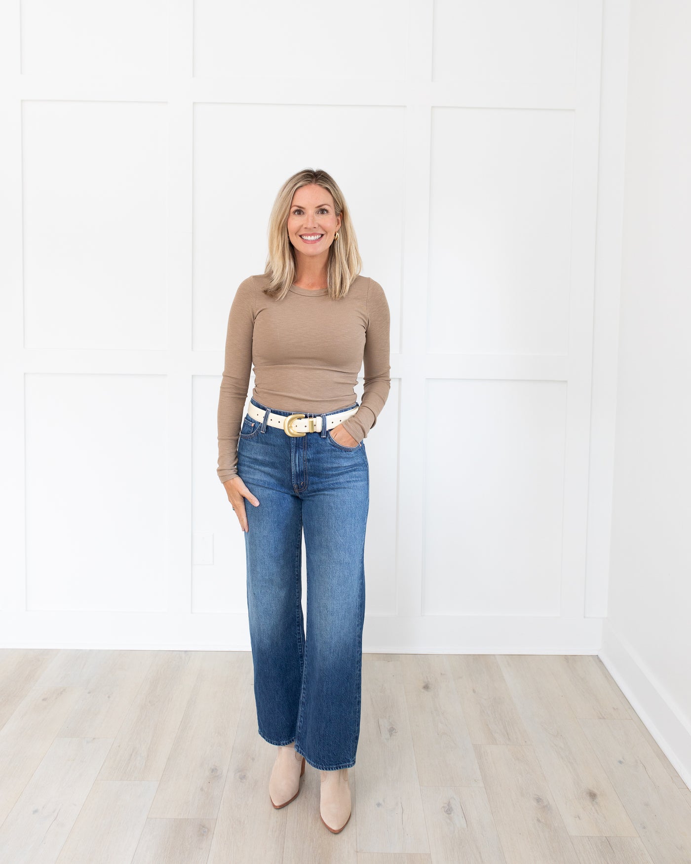 Latte Long Sleeve Fitted Top