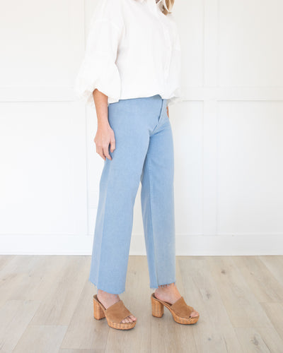 Penny High Rise Wide Leg Crop in Frost Blue