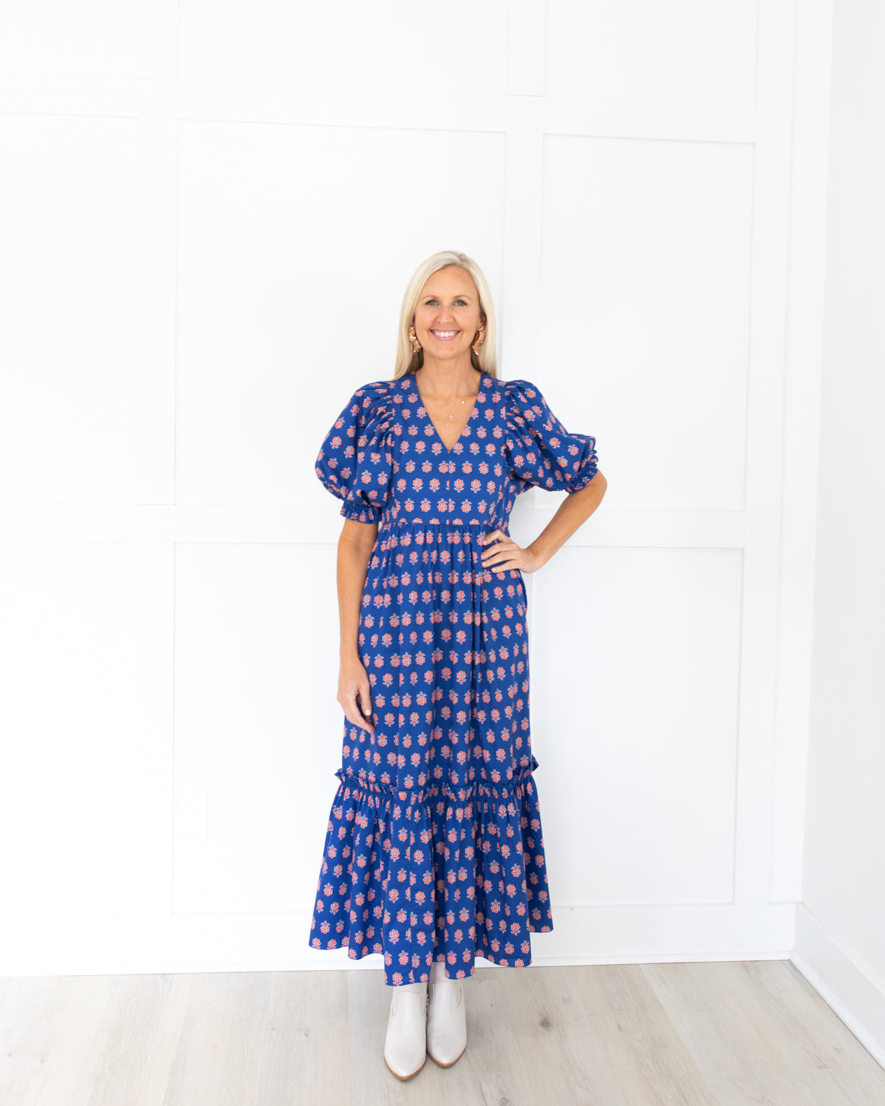Palmer Dress in Oxford Foulard by Hunter Bell