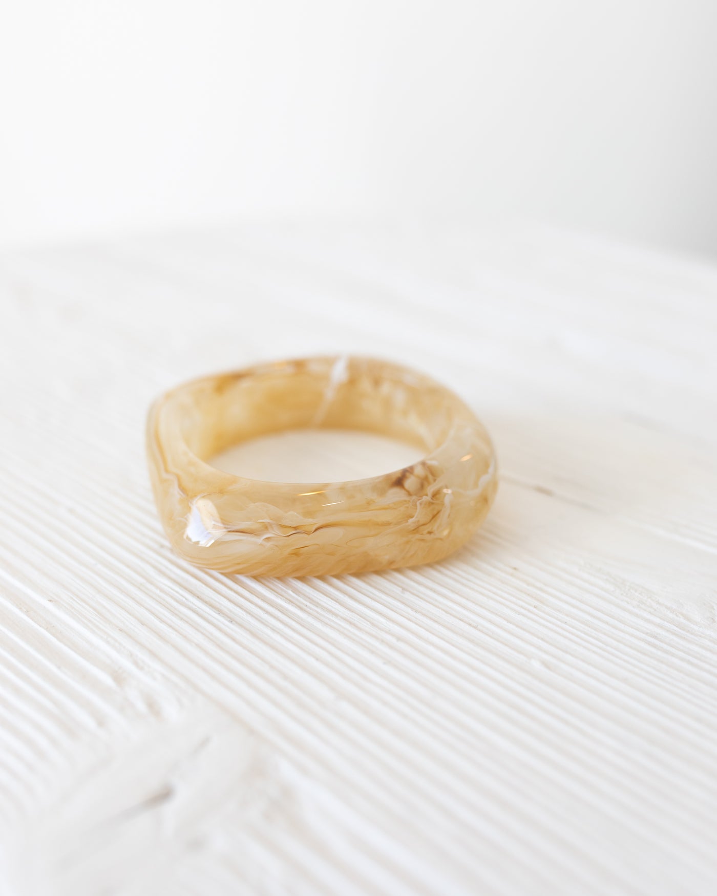Amber Cream Square Acrylic Bangle Bracelet