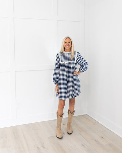 Carlyle Dress in Navy/White by Hunter Bell