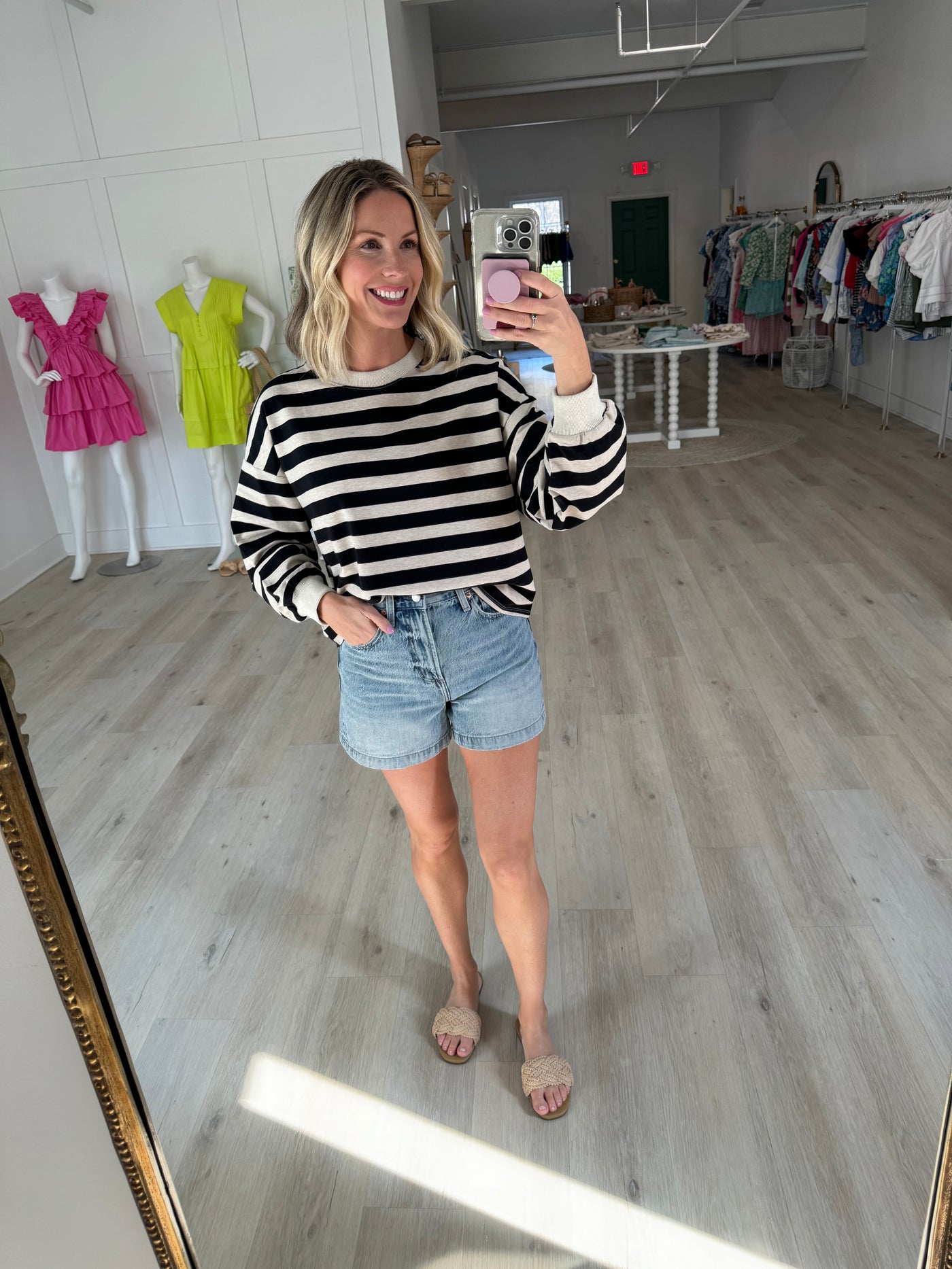 Black & Ivory Striped Pullover