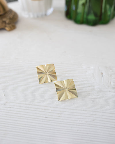 Gold Square Earrings 18K