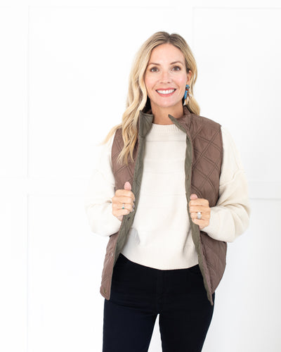 Tarlow Quilted Vest in Moss Green by Hunter Bell
