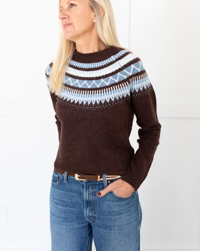 Chocolate Brown and Blue Crewneck Sweater