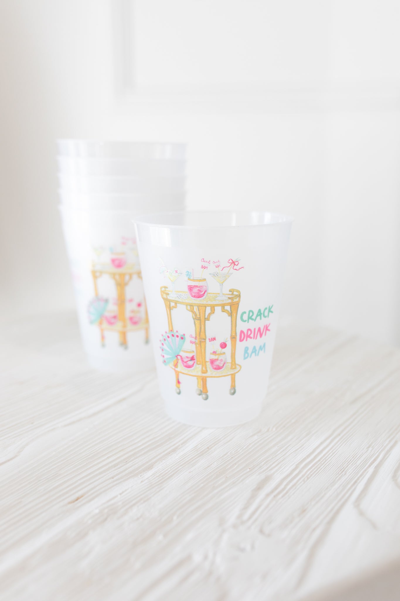 Crack Drink Bam Frosted Cups Mahjong