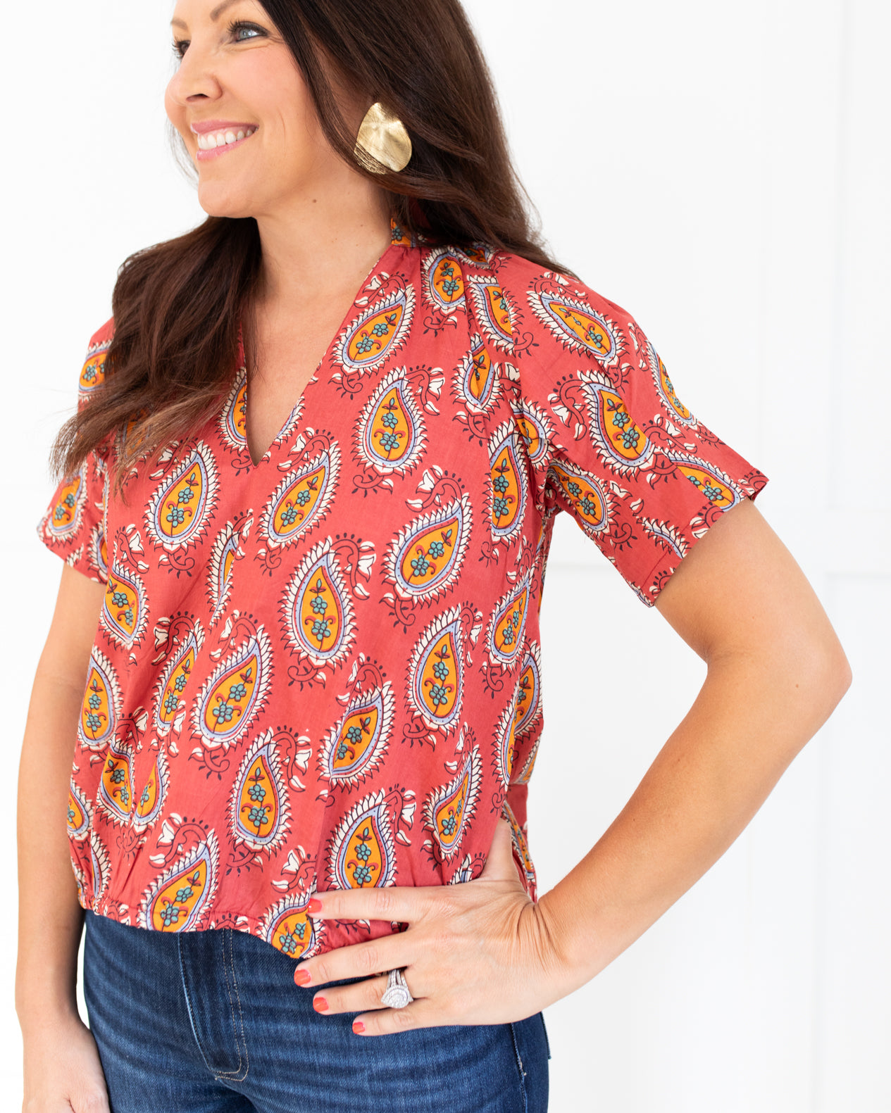 Merritt Top in Paisley Drops