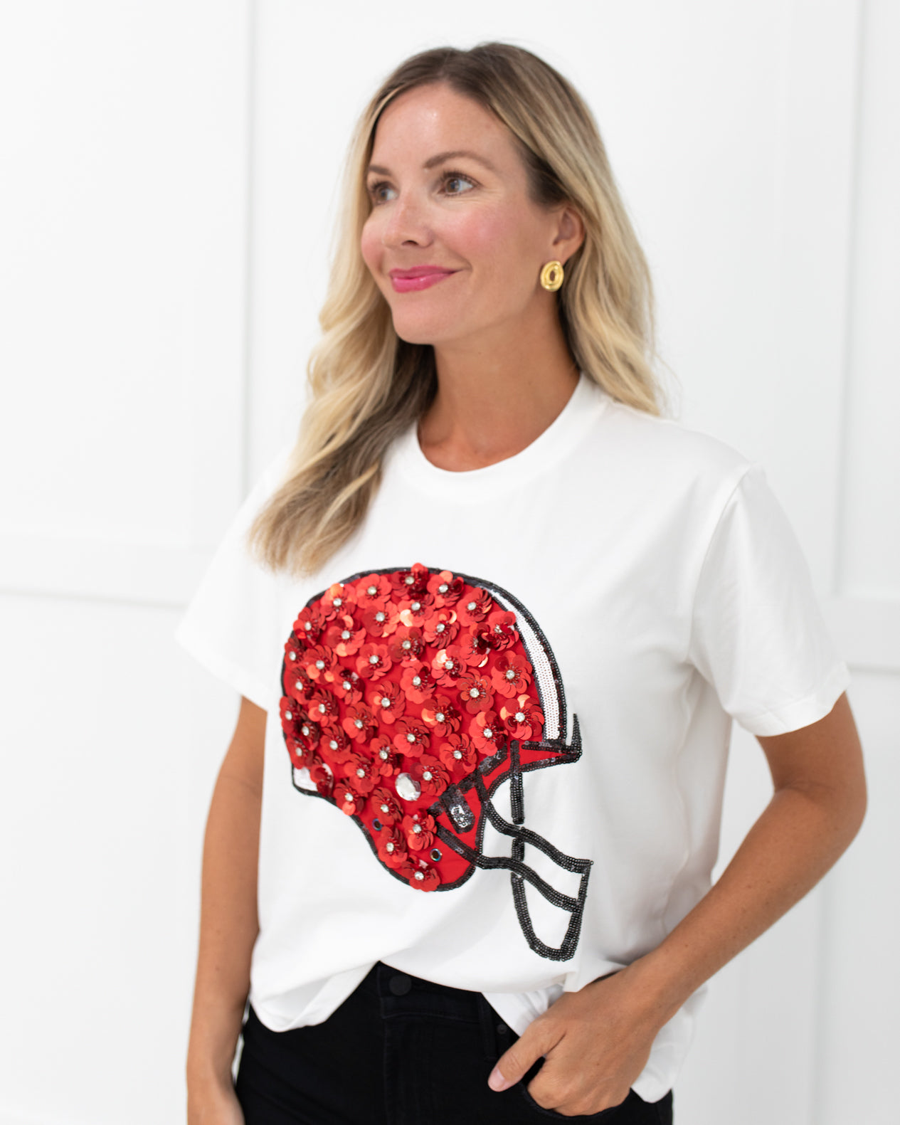Red & Black Flower Helmet Tee