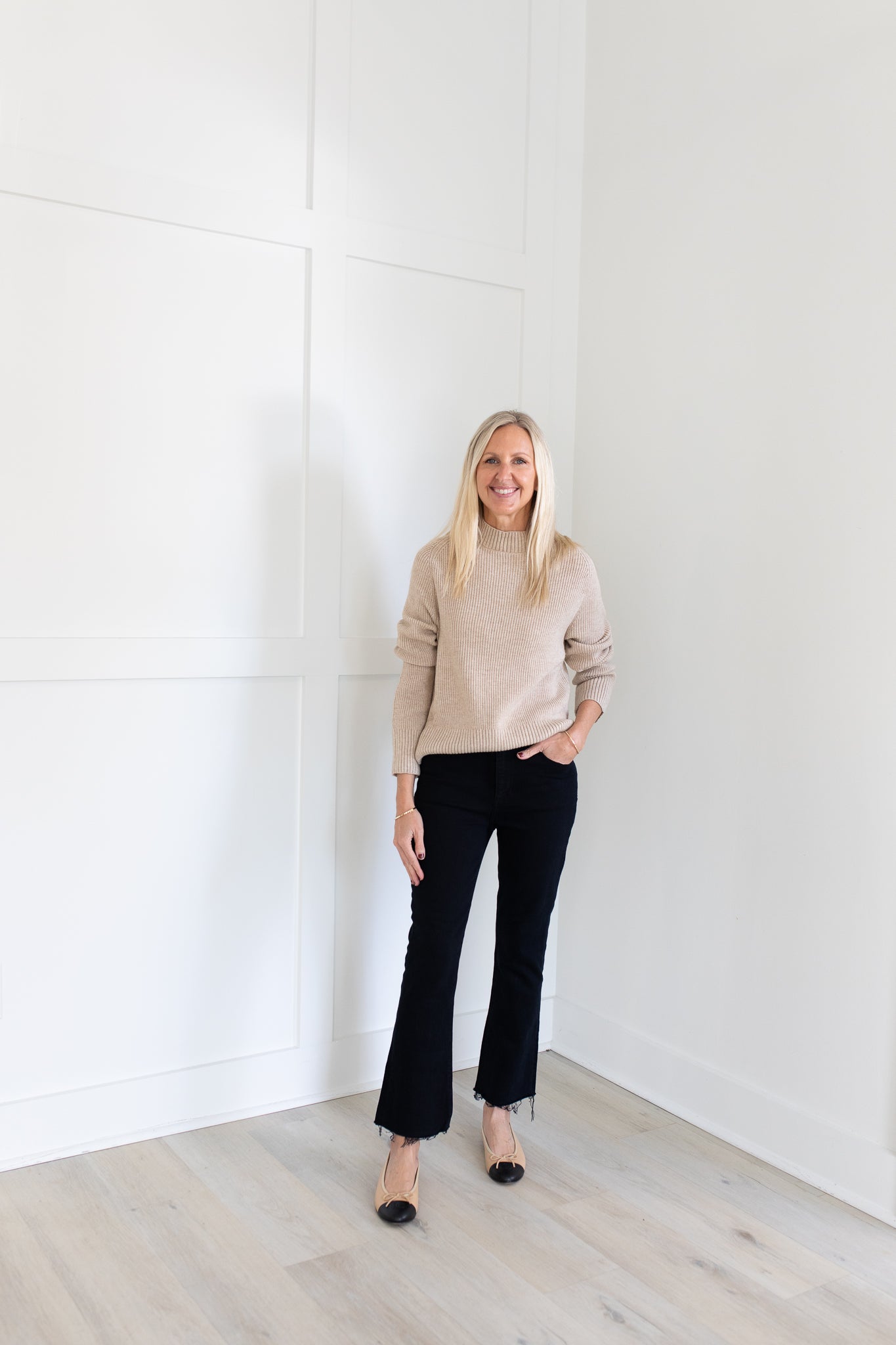 Oatmeal Soft Sweater with Side Slits