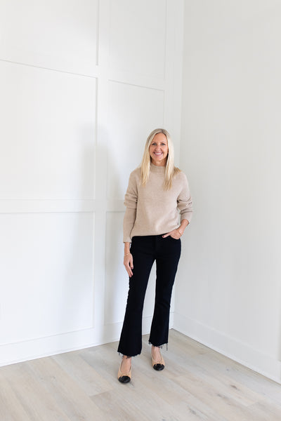 Oatmeal Soft Sweater with Side Slits