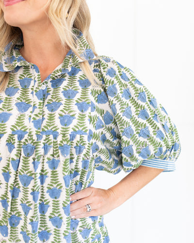 Blakely Dress in Blue Green Floral