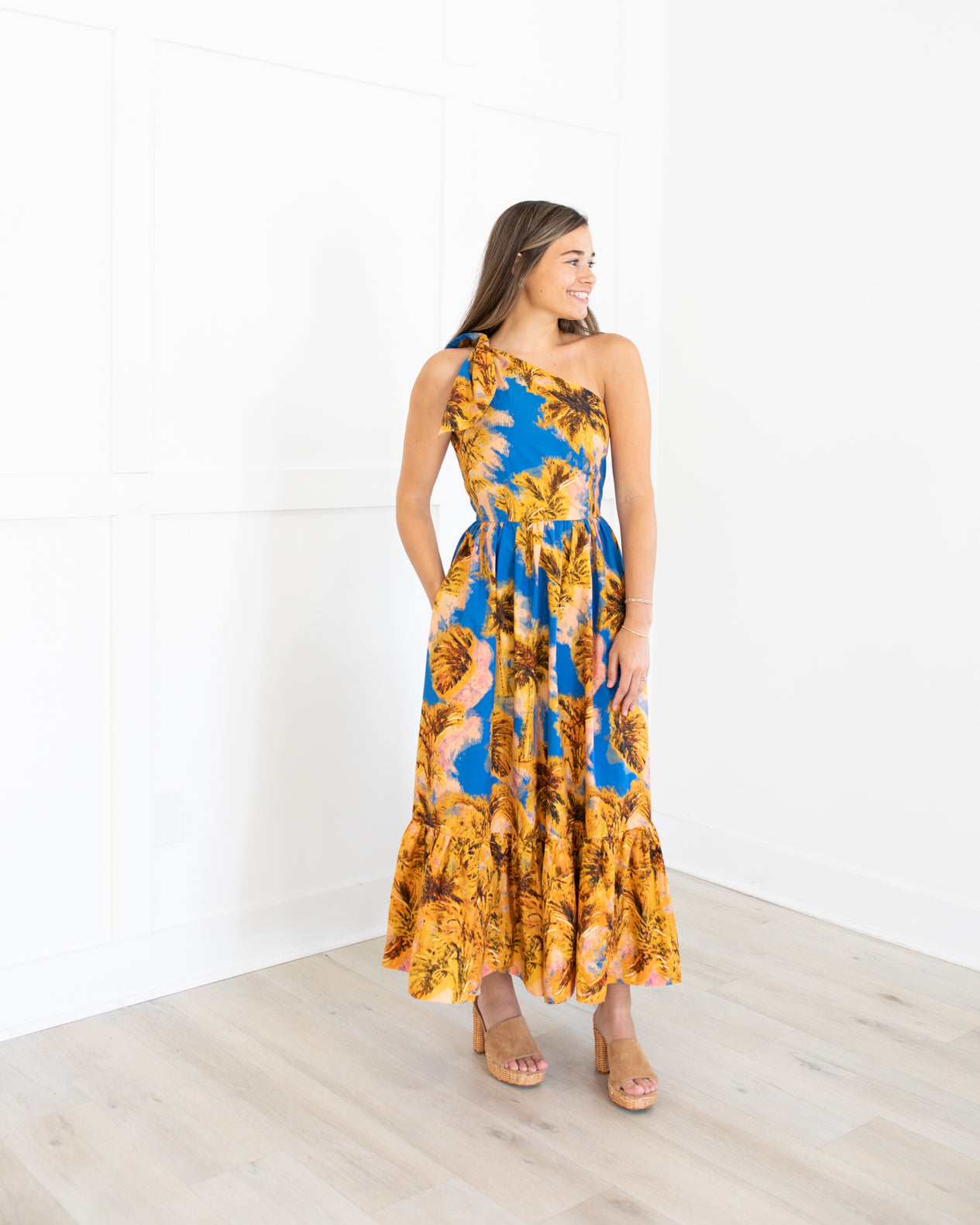 Alana Dress in Tropical Palm by HUNTER BELL