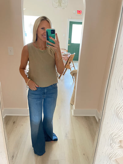 Khaki Sleeveless Top with Side Ties