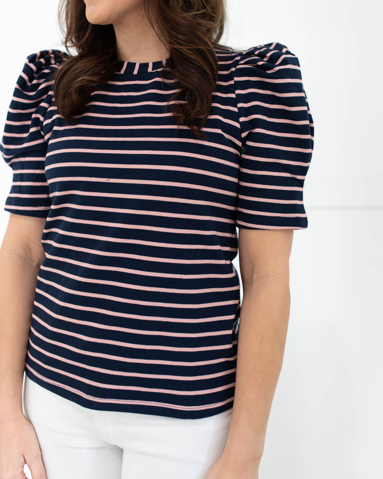 Navy/Pink Stripe Knit Shirt